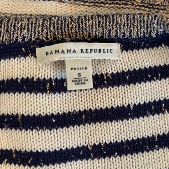 Banana Republic Striped Metallic Sparkle Button Down Cardigan Size Small Petite - Picture 3 of 6